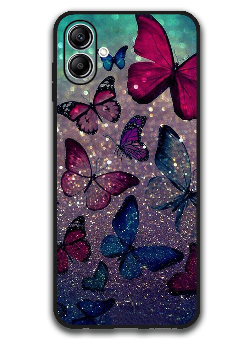 Theodor Case Compatible with Samsung Galaxy A07 6.7 Inch Protection Shockproof Bumper Cover Glitters Butterflies - Image 1